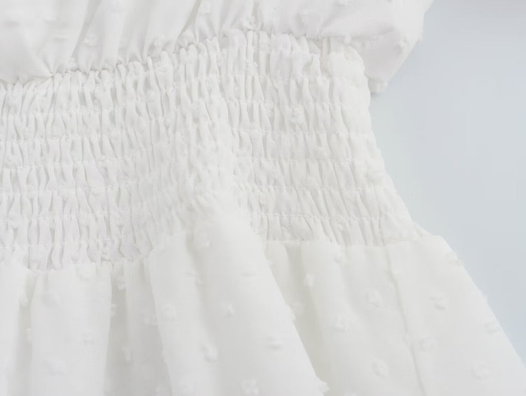Women's Tulle Waist-Fitted Short Sleeve Dress
