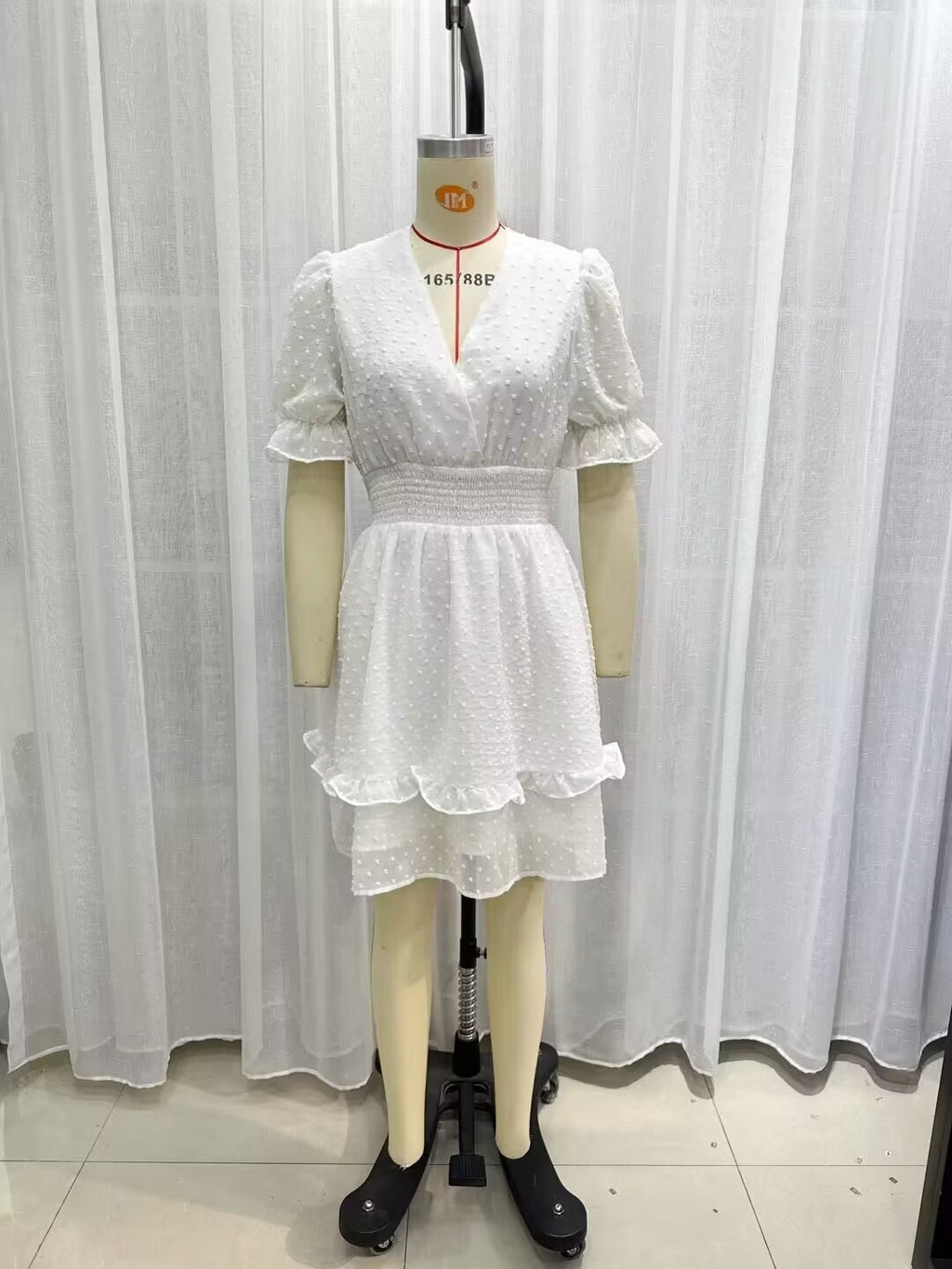 Women's Tulle Waist-Fitted Short Sleeve Dress
