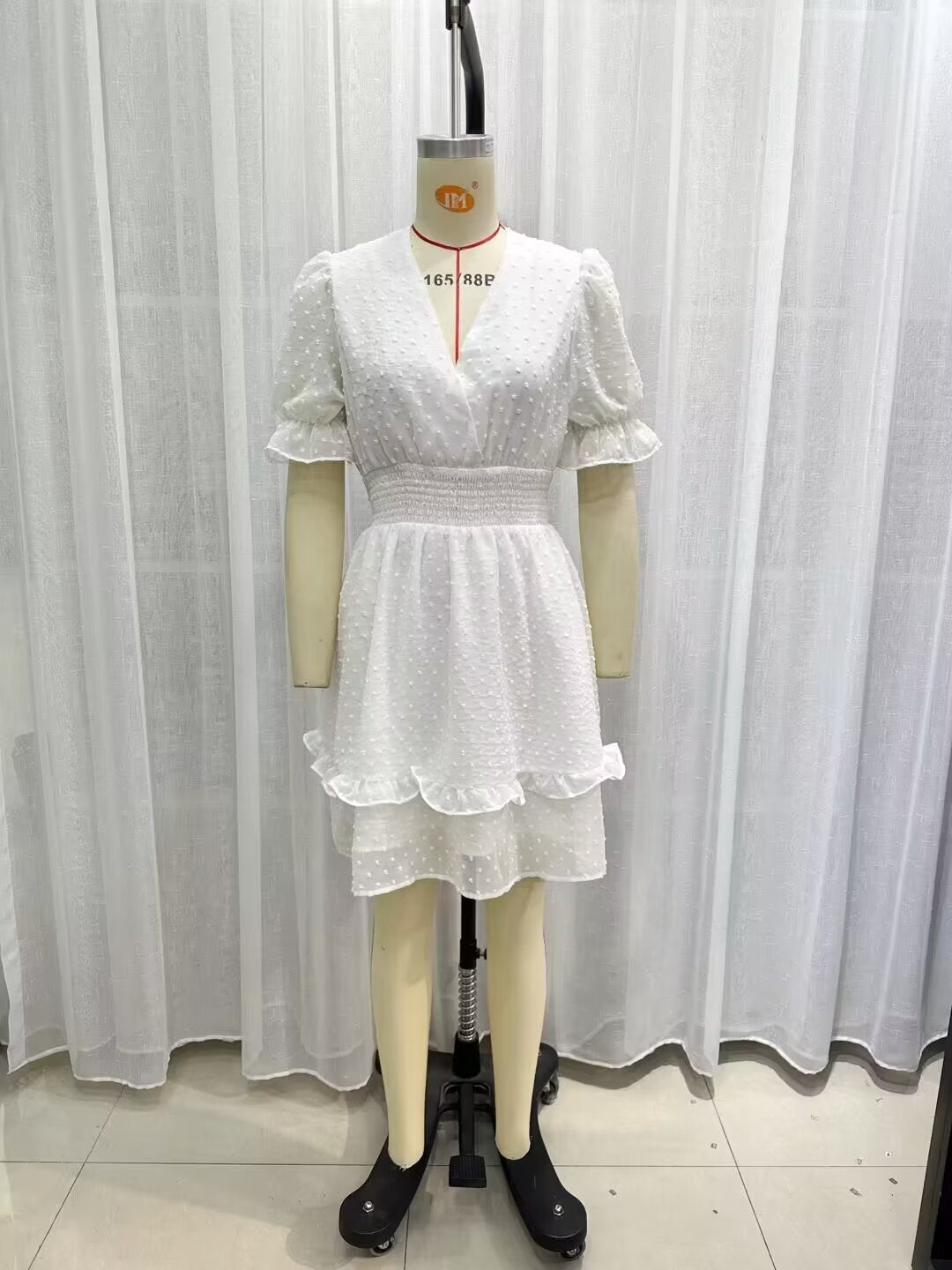Women's Tulle Waist-Fitted Short Sleeve Dress