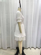 Women's Tulle Waist-Fitted Short Sleeve Dress