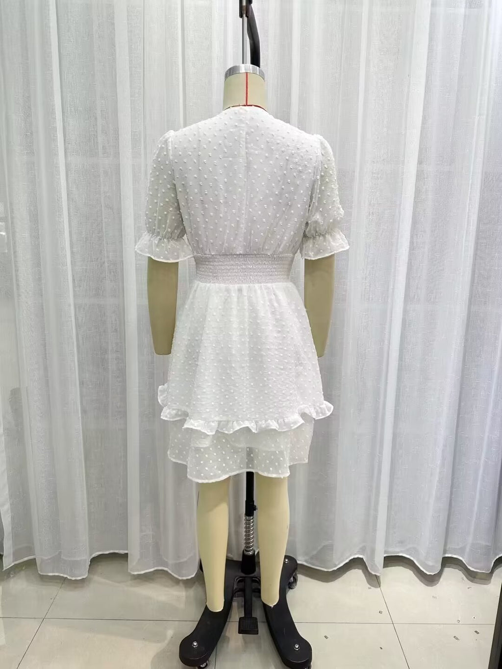Women's Tulle Waist-Fitted Short Sleeve Dress