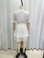 Women's Tulle Waist-Fitted Short Sleeve Dress