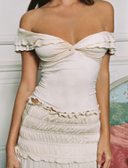 Women's French Off-Shoulder Ruched Top