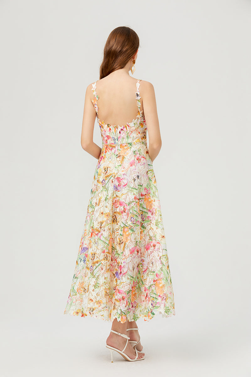 Women's Floral Embroidered Lace Cami Maxi Dress