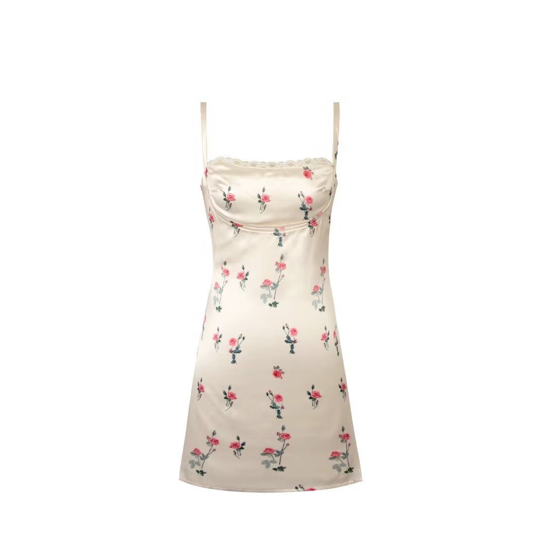 Comfortable Satin Lace Spaghetti Strap Dress