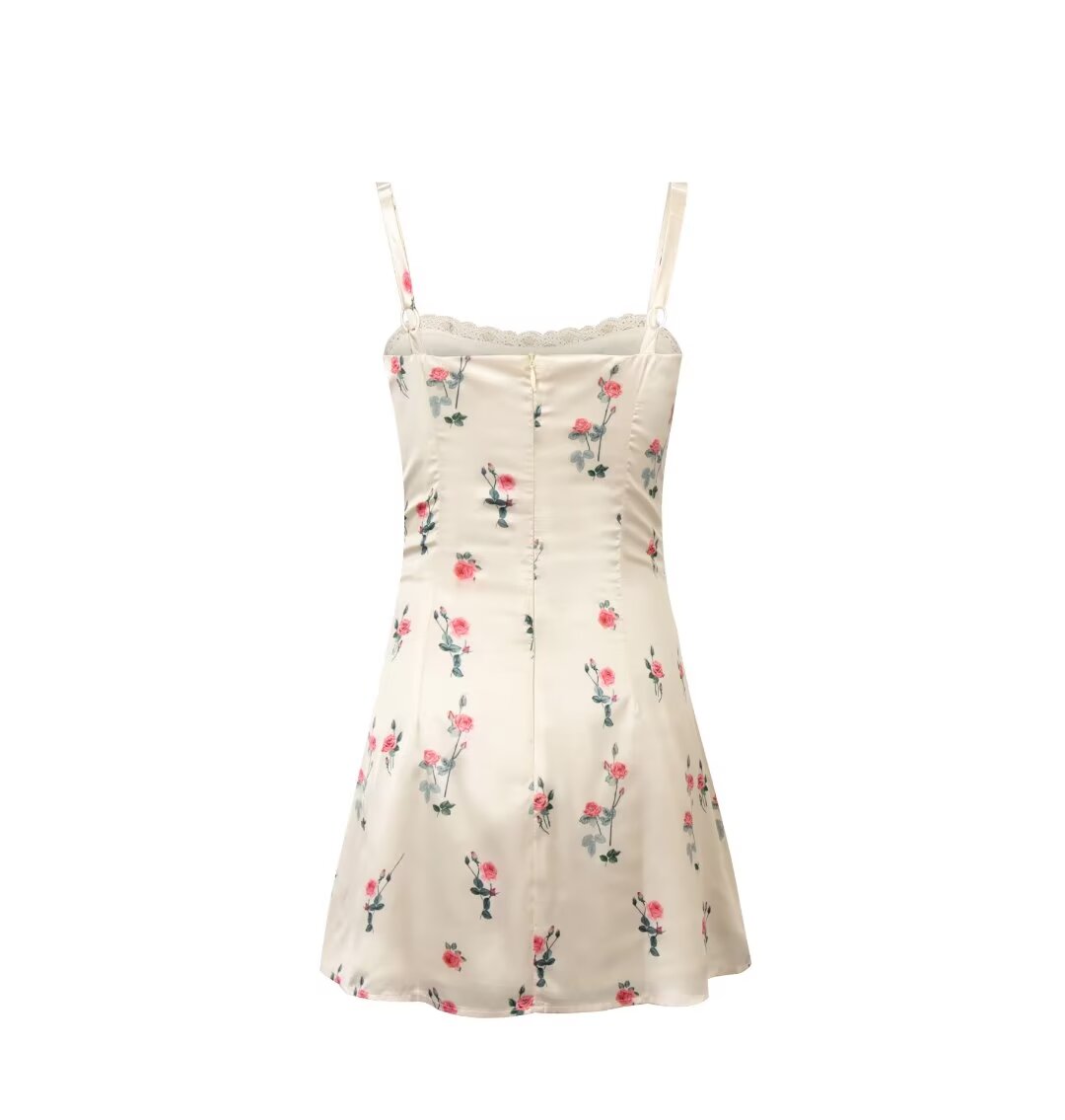 Comfortable Satin Lace Spaghetti Strap Dress