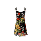 Women's French Girl Floral Printed Sexy Slim Fit Bow Tied Dress Women Summer Holiday High Waist