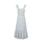 Women's Floral Seaside Midi Square-Neck Wooden Ear Sleeveless Vest Dress