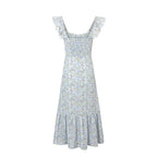 Women's Floral Seaside Midi Square-Neck Wooden Ear Sleeveless Vest Dress