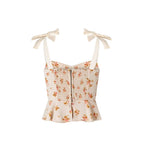 Women's Beige Floral Spaghetti Strap Camisole