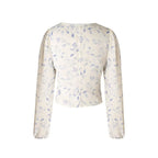 Women's Deep V-Neck Embroidered Long Sleeve Top