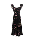 Women's V Neck Ruffled Two Way Suspender Dress Women Printed Slim Fit Tied Midi Dress