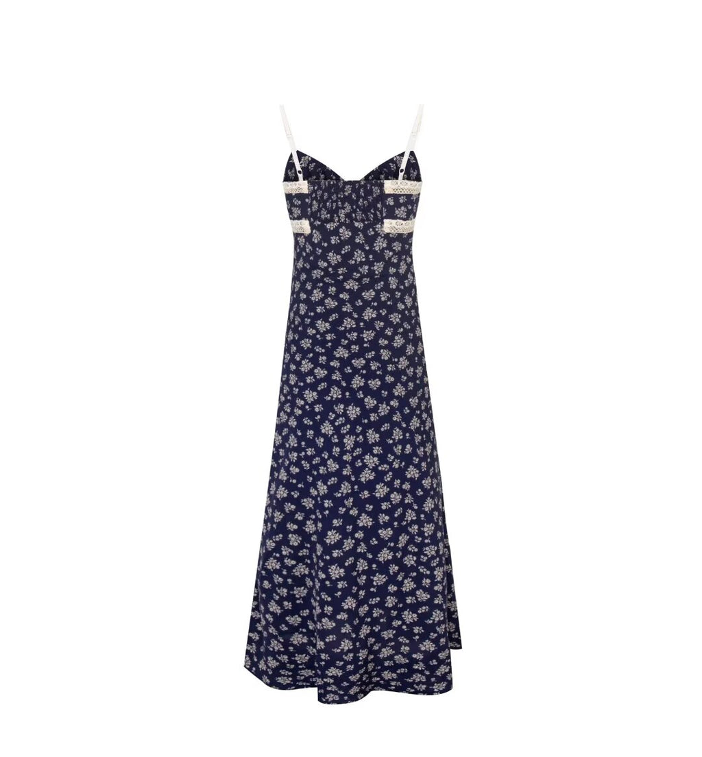 Women's Floral V-Neck Lace-Up Beach Vacation Dress