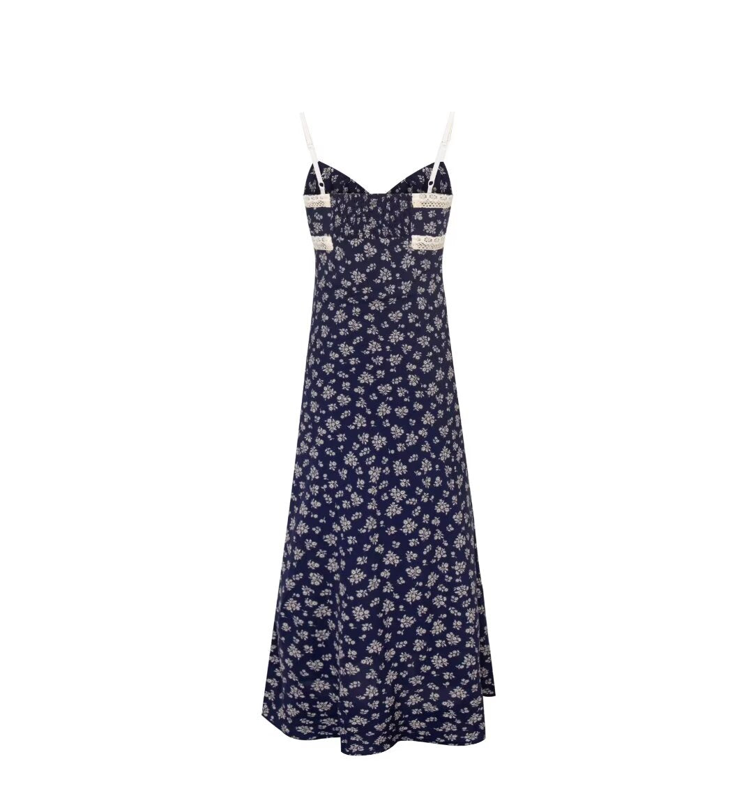 Women's Floral V-Neck Lace-Up Beach Vacation Dress