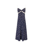 Women's Floral V-Neck Lace-Up Beach Vacation Dress