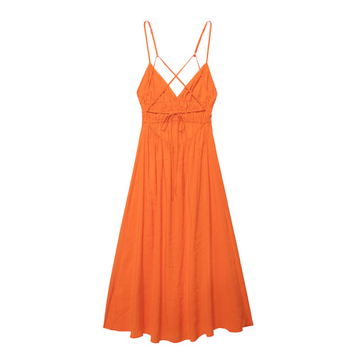 Spring Women Clothing Elegant Slightly Mature Backless Drape Dress