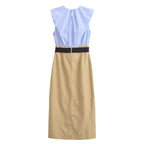 Women's Belted Crew-Neck Maxi Dress