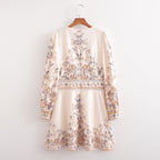 Women's Floral V-Neck Long-Sleeve Dress