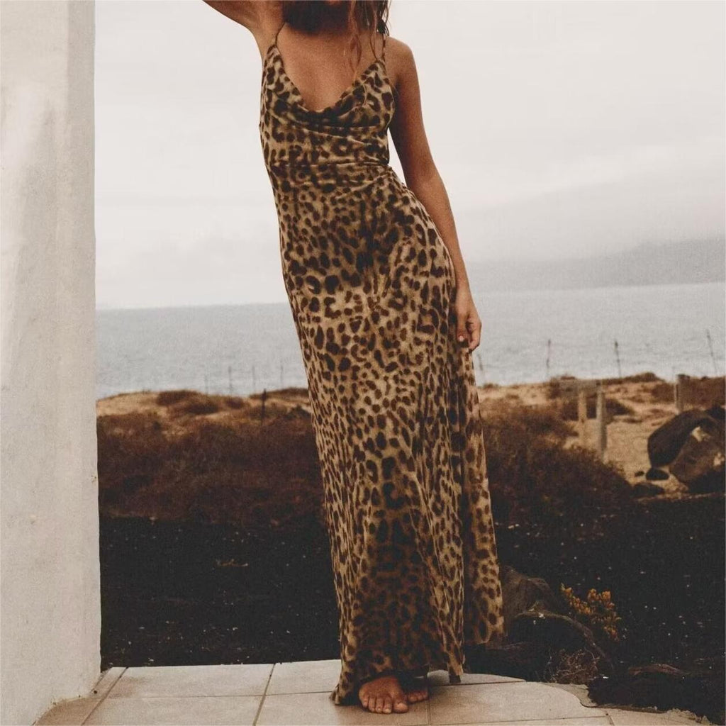 Animal Print Silk Net Dress
