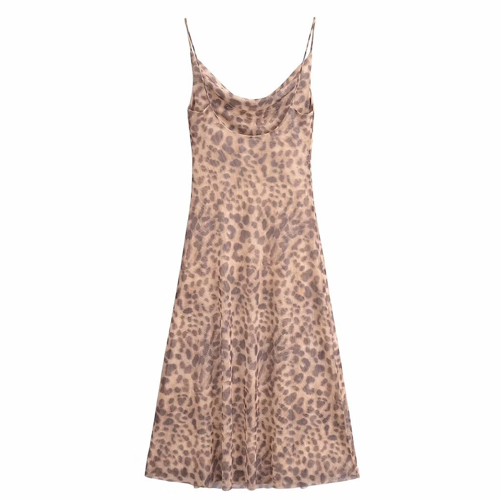 Animal Print Silk Net Dress