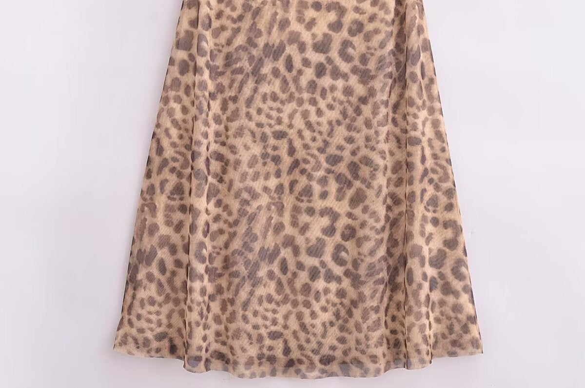 Animal Print Silk Net Dress