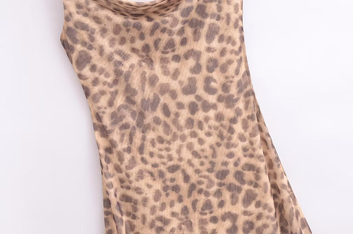 Animal Print Silk Net Dress