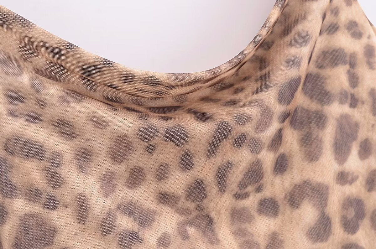 Animal Print Silk Net Dress