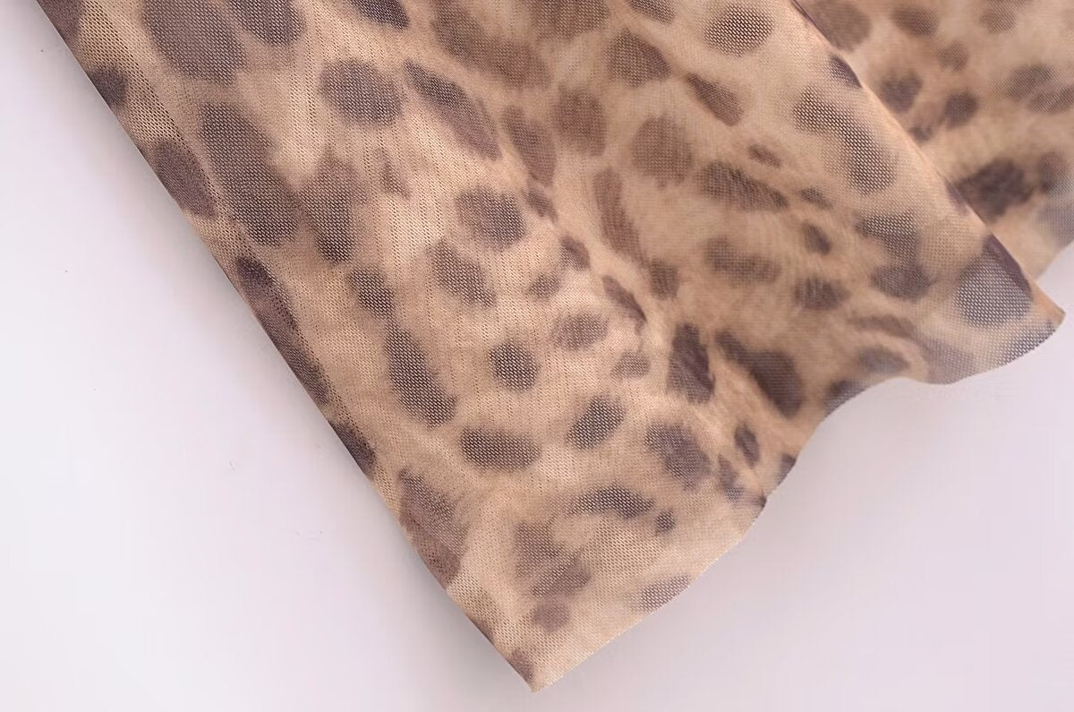 Animal Print Silk Net Dress