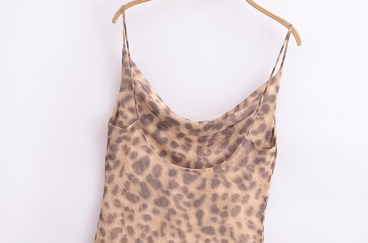 Animal Print Silk Net Dress
