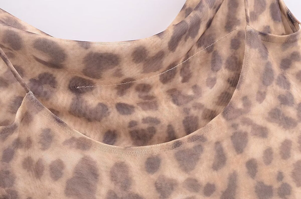 Animal Print Silk Net Dress