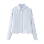 Women's Street Embroidered Stripes Short Shirt