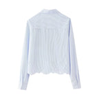 Women's Street Embroidered Stripes Short Shirt