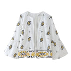 Women's Embroidered Cardigan Blazer Wide Leg Pants