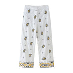 Women's Embroidered Cardigan Blazer Wide Leg Pants