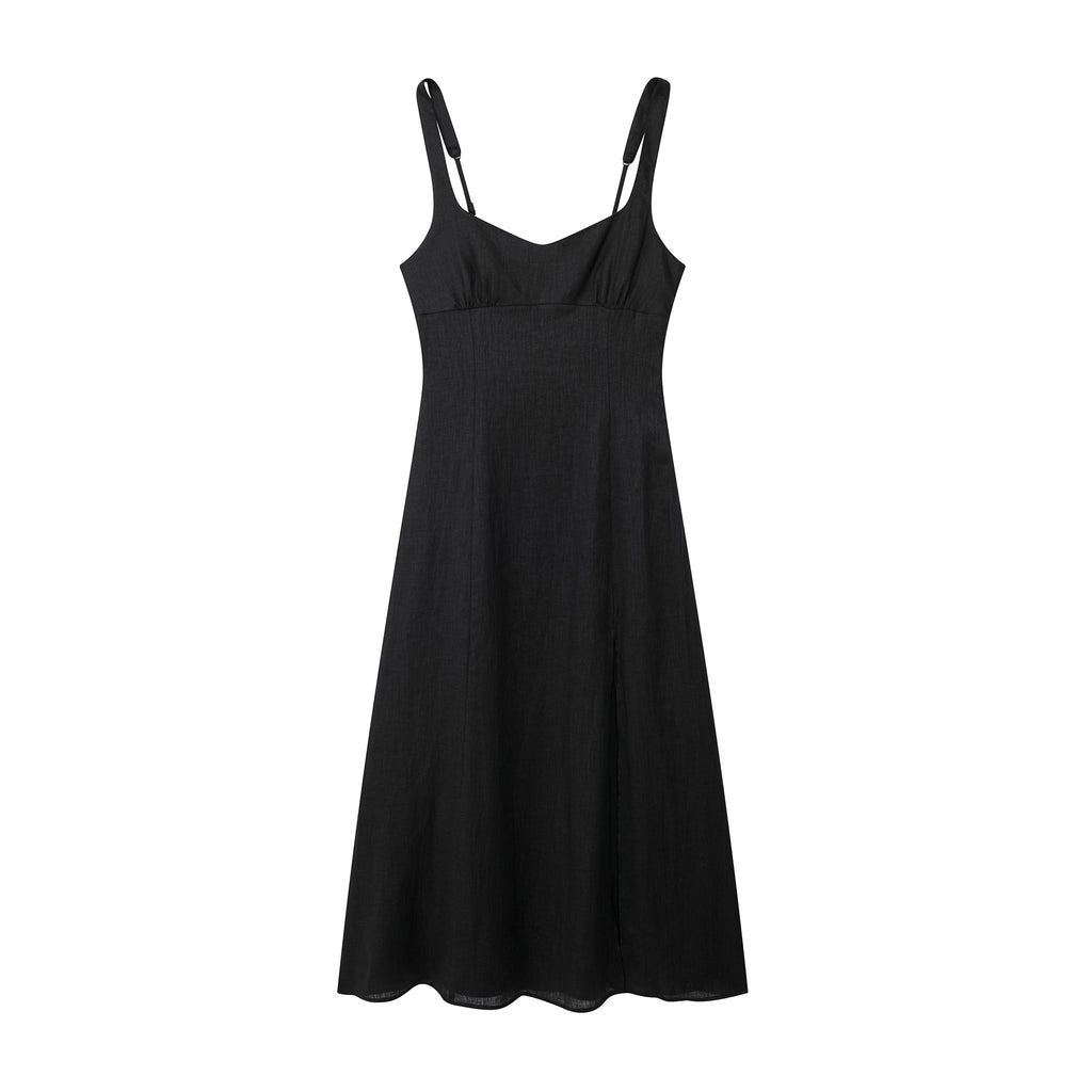 V-Neck Spaghetti-Strap Split A-Line Maxi Dress