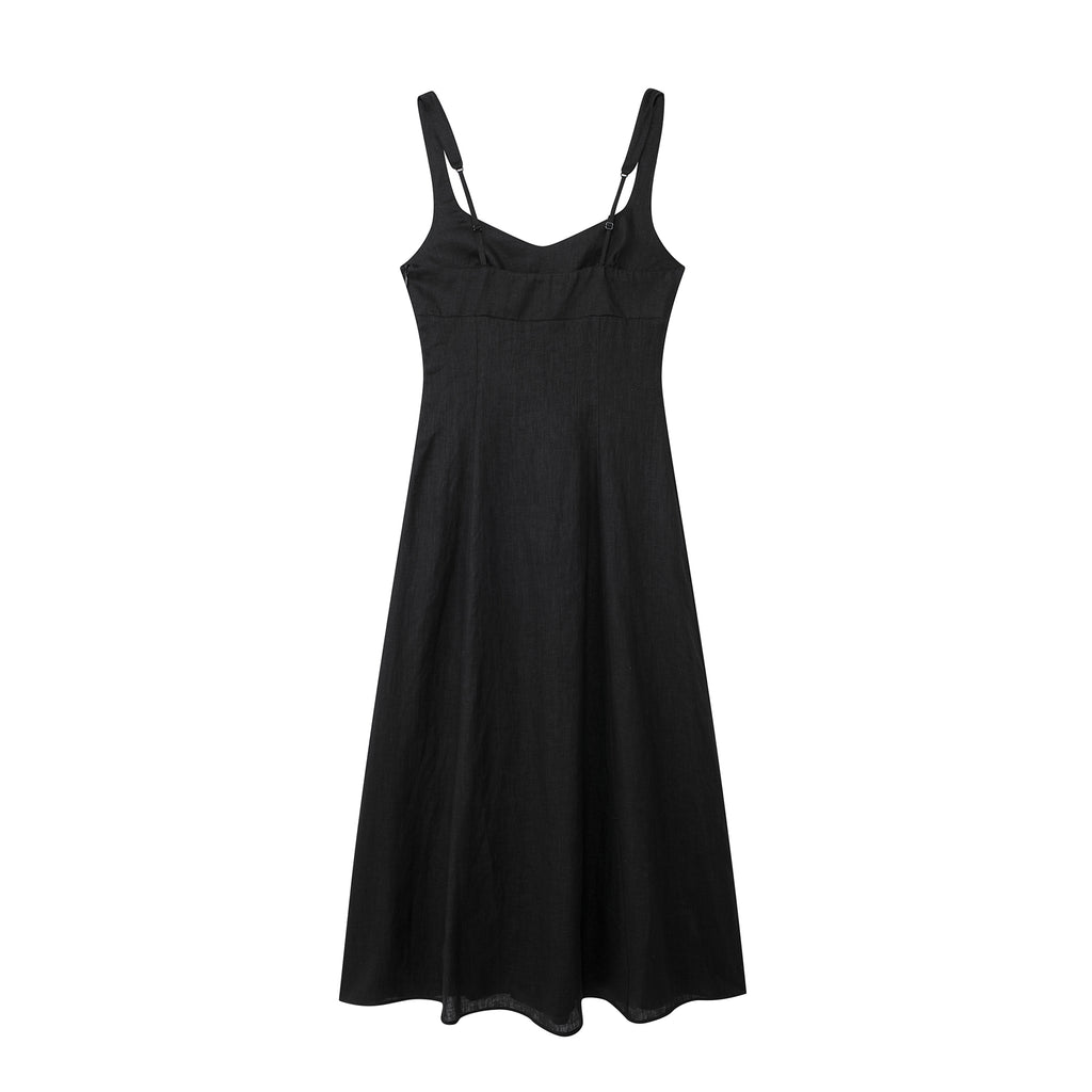 V-Neck Spaghetti-Strap Split A-Line Maxi Dress