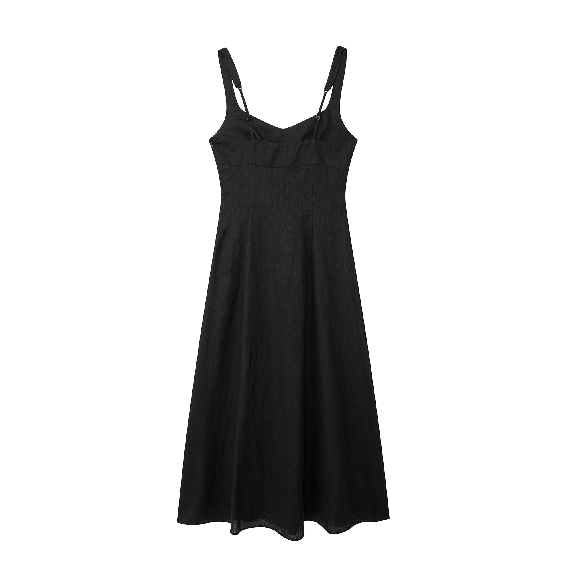 V-Neck Spaghetti-Strap Split A-Line Maxi Dress