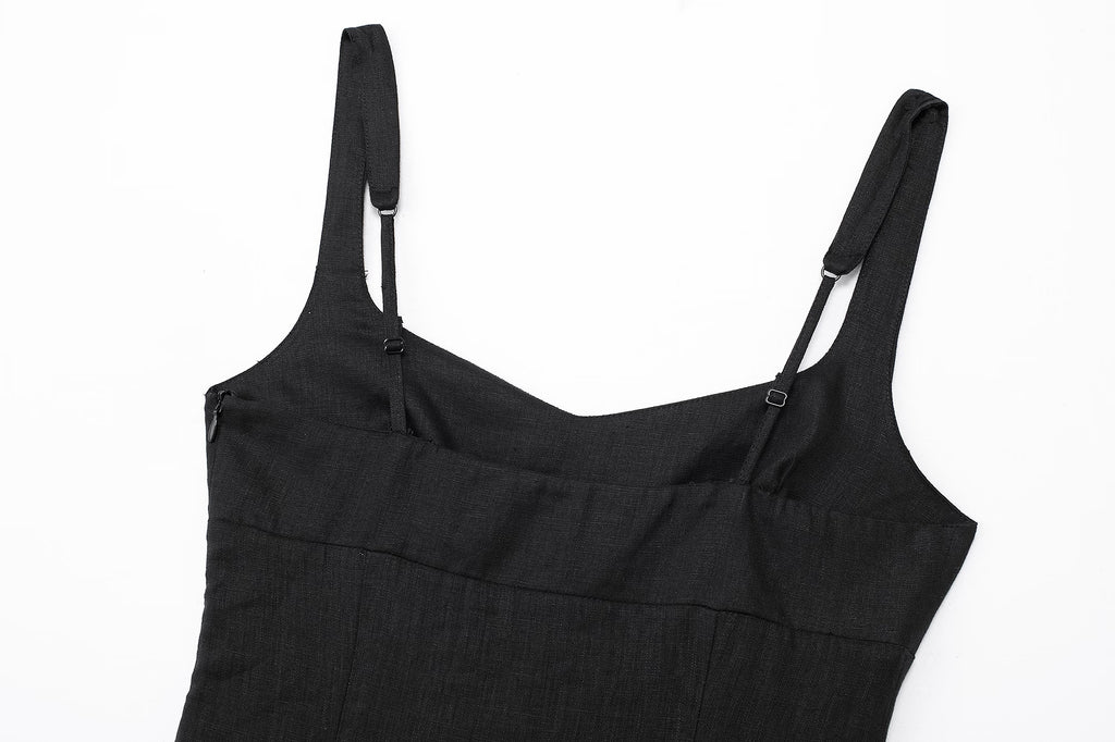 V-Neck Spaghetti-Strap Split A-Line Maxi Dress