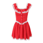 Women's Lace-Trim Polka-Dot Square-Neck Mini Dress
