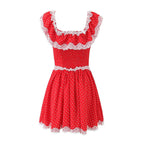 Women's Lace-Trim Polka-Dot Square-Neck Mini Dress