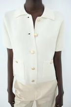 Women’s Green Button Front Short Sleeve Jacket