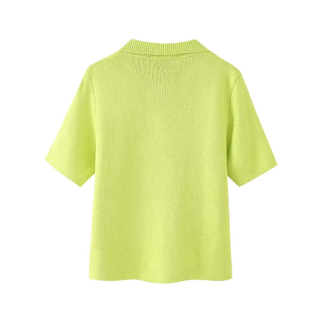 Women’s Green Button Front Short Sleeve Jacket