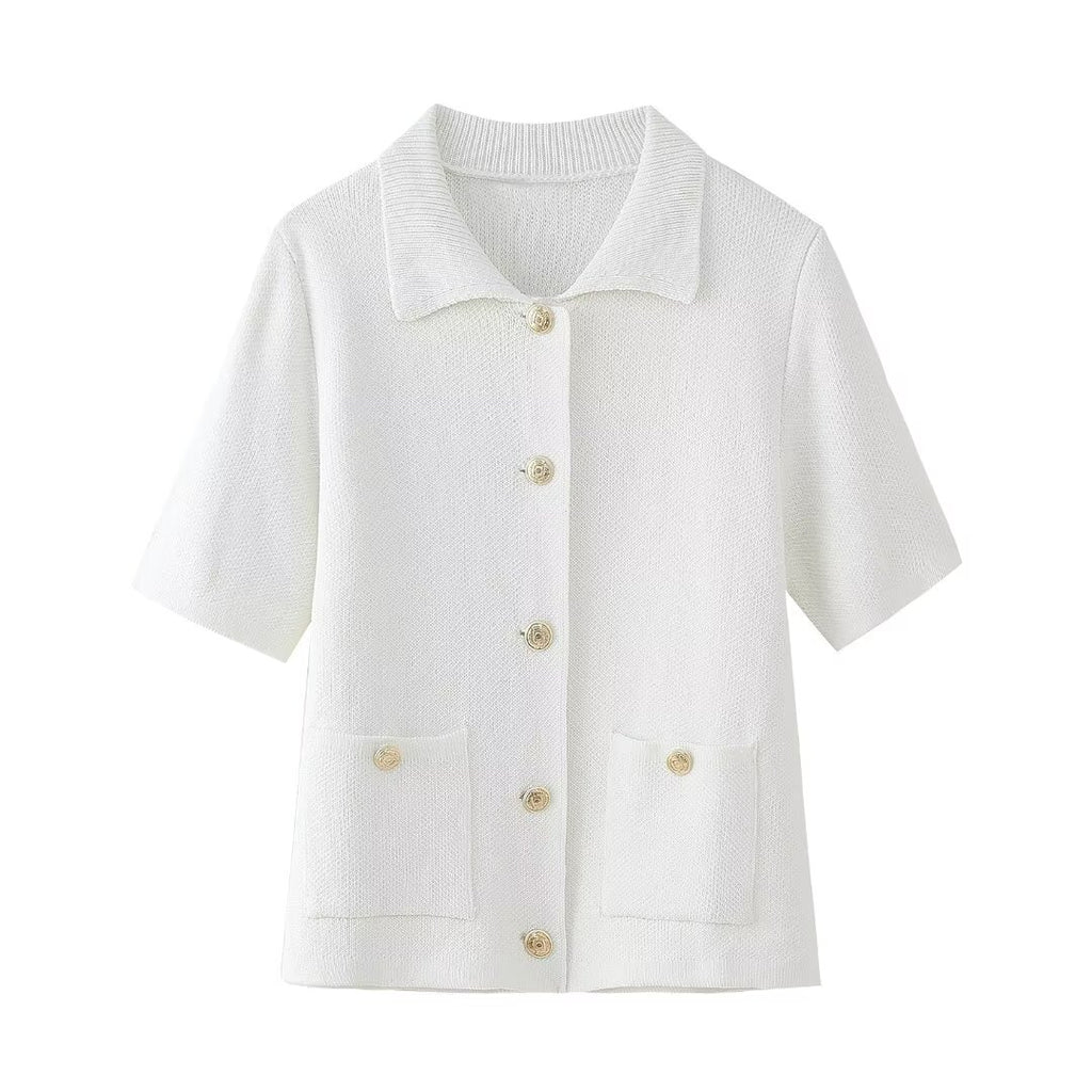 Women’s Green Button Front Short Sleeve Jacket