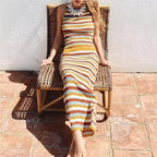 Women's Spring Women Clothing Knitted Striped Coat Dress
