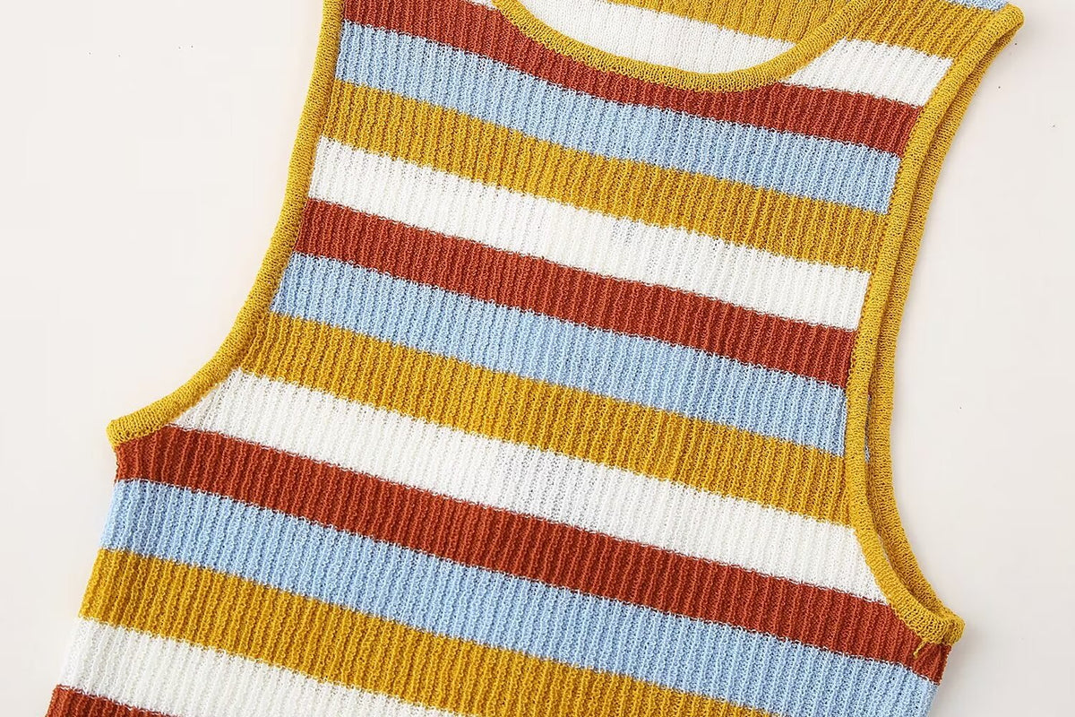 Women's Spring Women Clothing Knitted Striped Coat Dress