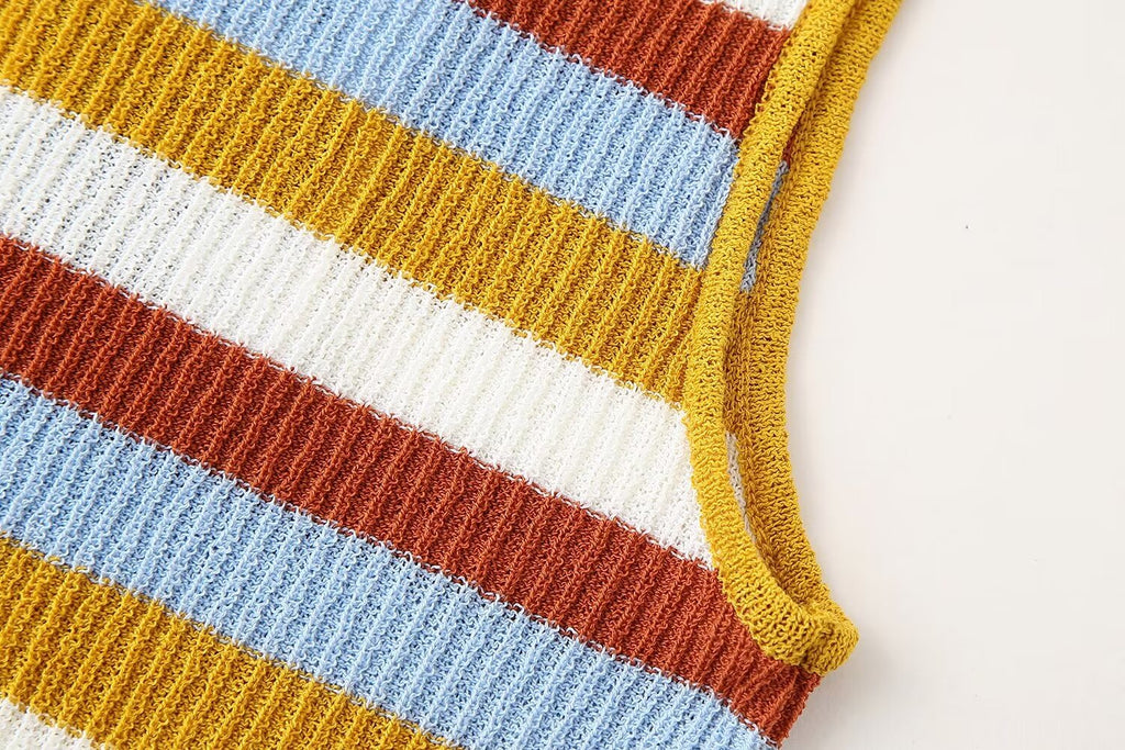 Women's Spring Women Clothing Knitted Striped Coat Dress