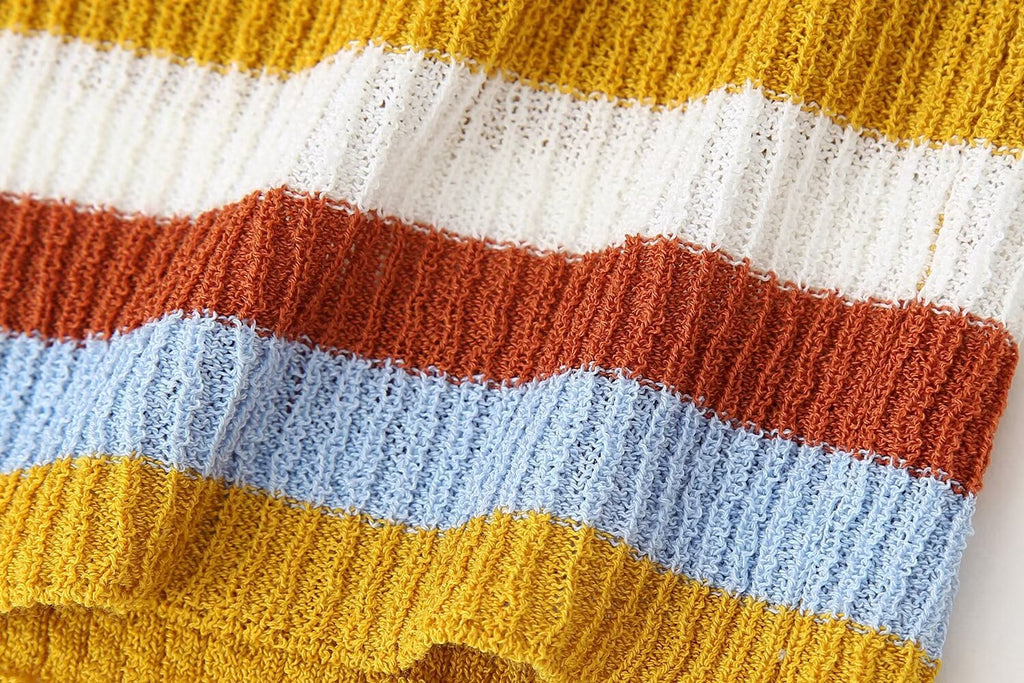 Women's Spring Women Clothing Knitted Striped Coat Dress