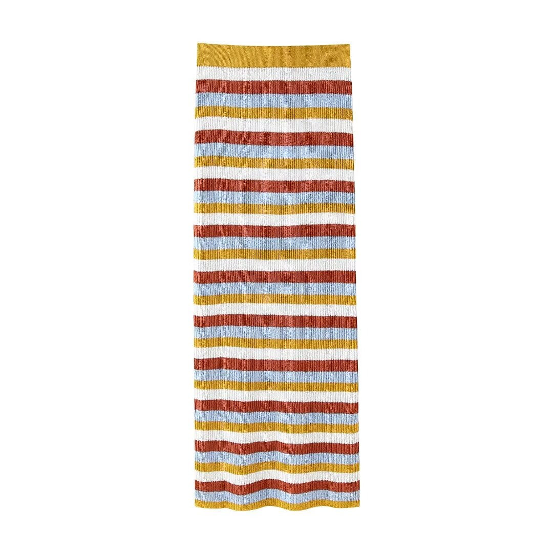 Women's Spring Women Clothing Knitted Striped Coat Dress