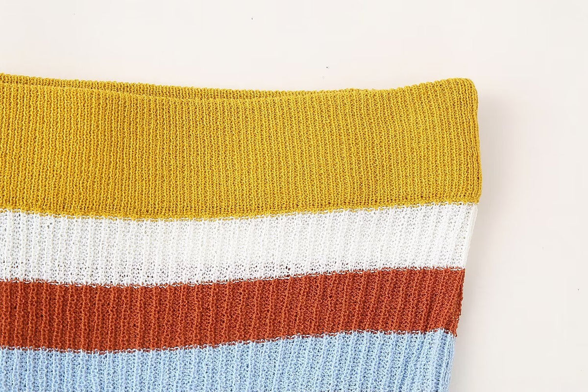 Women's Spring Women Clothing Knitted Striped Coat Dress