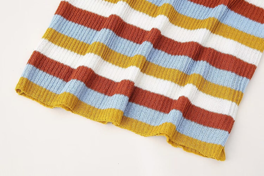 Women's Spring Women Clothing Knitted Striped Coat Dress